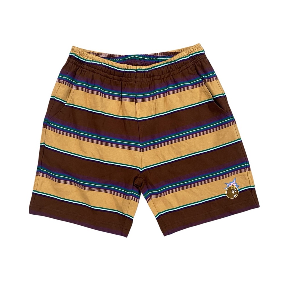 The Hundreds Brown and Tan Striped Men Shorts Sweat Small‎